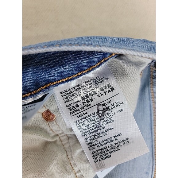 Levis 501 Jeans Mens 38x31 Button Fly Straight Stretch Medium Blue High Rise EUC - Picture 9 of 13